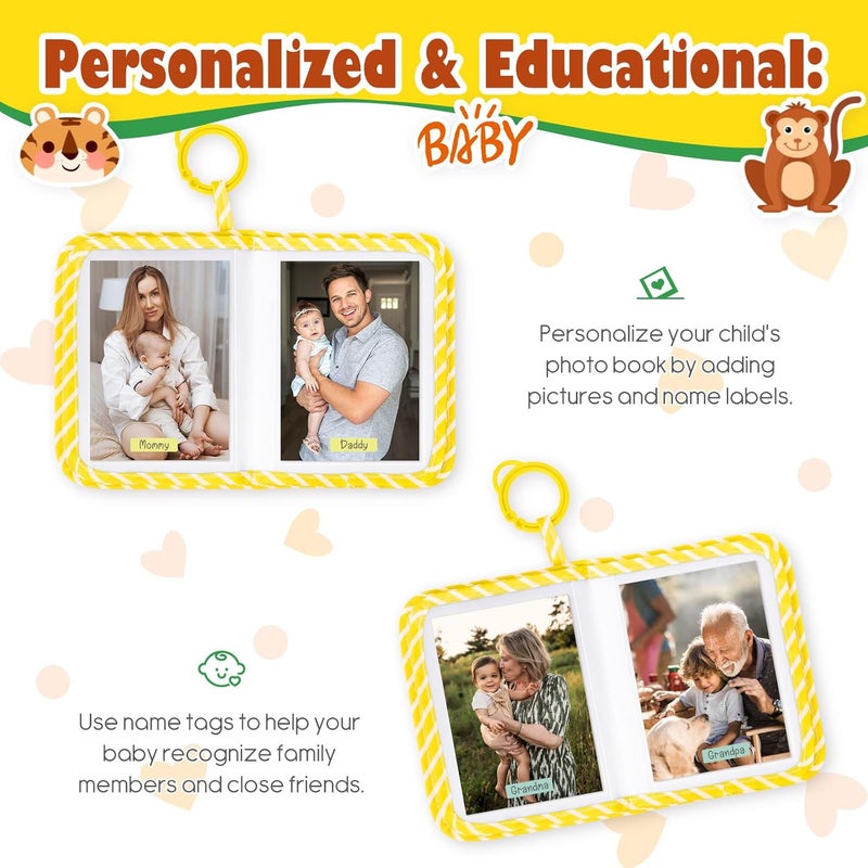 Lanpn My First Baby Photo Album Holds 17 4x6 Pictures, Soft Cloth Family Photo Book with Name Card Name Tag Stickers, Fabric Kid Memory Keepsake Gift for Baby Shower Newborn Toddler Boy Girl (Animal) - Image 4
